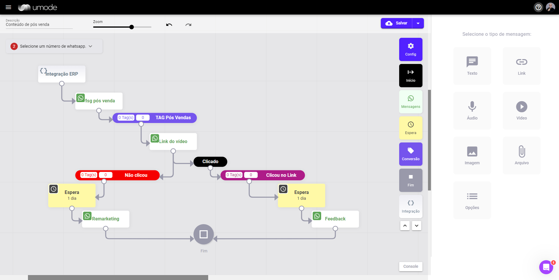 uMode - Mensagem automática de pós vendas no WhatsApp